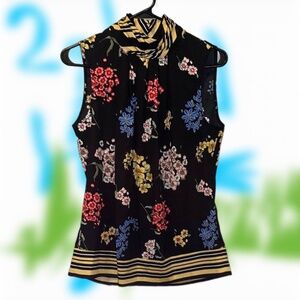 Black High Collar Sleeveless Blouse